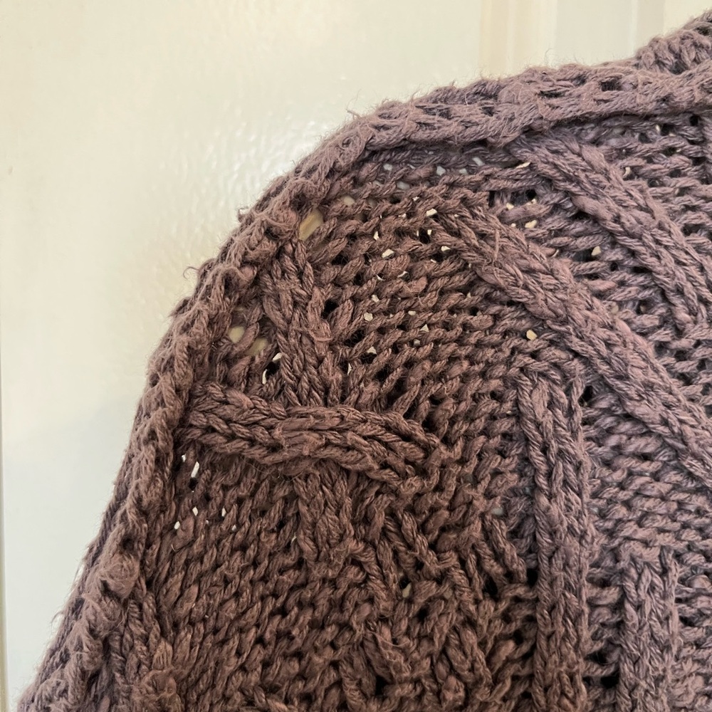 Free People Isla Cable Knit Tunic Sweater Sz L Gray(Shaded Rock)Cotton Oversized - Picture 11 of 14
